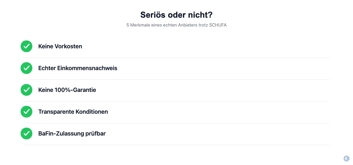 Checkliste: Woran erkennst du einen seriösen Kreditanbieter trotz SCHUFA
