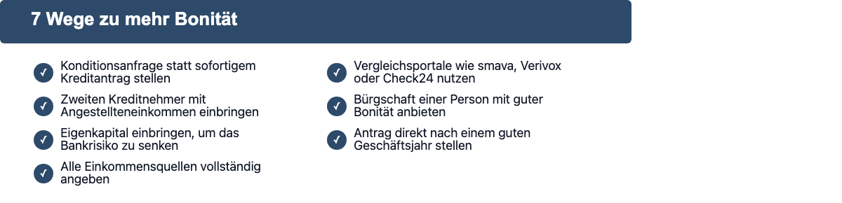 Checkliste mit 7 Tipps, um als Selbstständiger die Chancen auf einen Kredit zu erhöhen