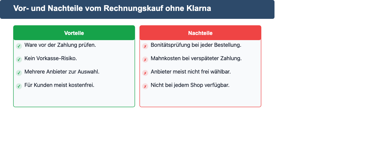 Vor- und Nachteile vom Rechnungskauf ohne Klarna im Überblick